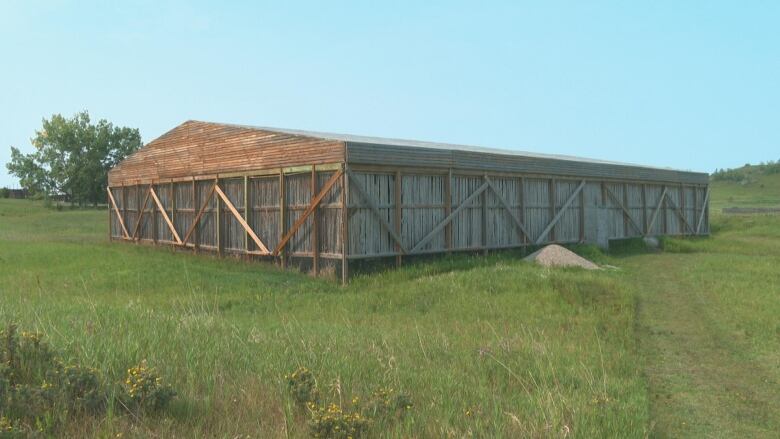 The Calgary Wildlife Rehabilitation Society's flight pen as seen from the outside on Aug. 8, 2023. 