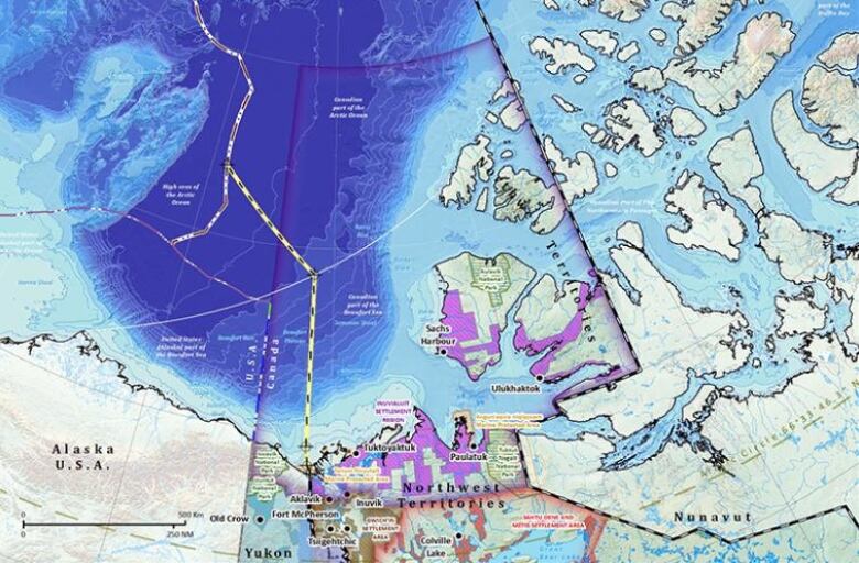 A map shows the western Arctic region of Canada.