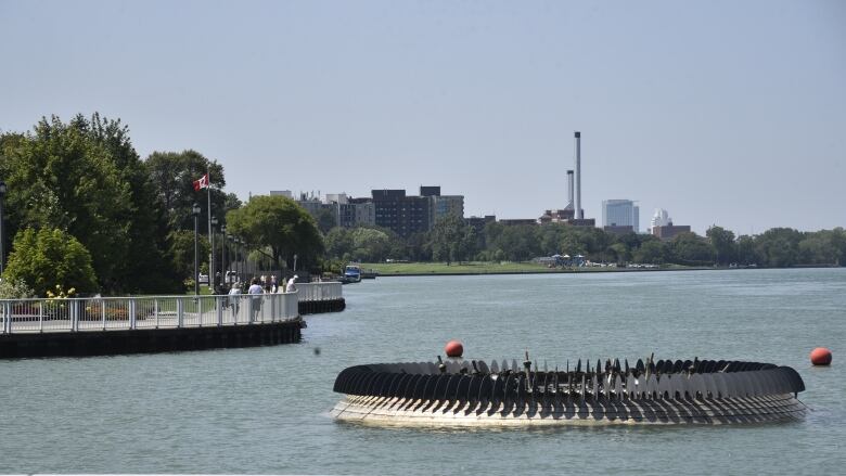 A piece of floating metal in the Detroit River. It was a fountain. 