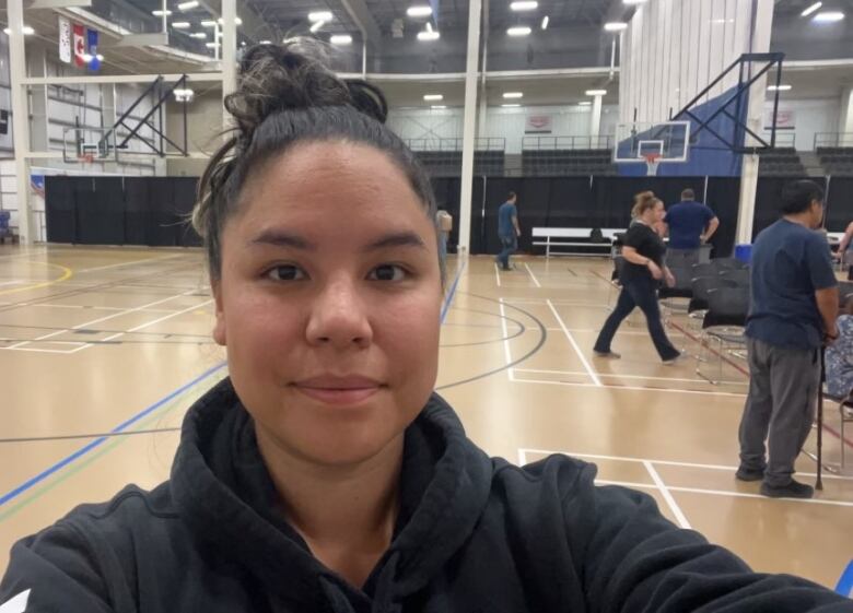 Photo of Delaney Poitras, who lives in Fort Smith, N.W.T. but was recently evacuated to Leduc, Alberta because of the wildfires near her hometown.