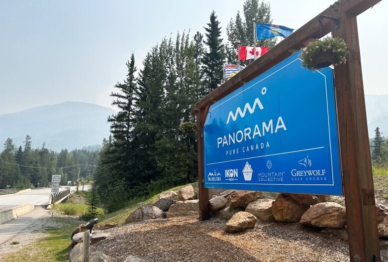 Pictured is a sign at the entrance to the Panorama Village near Invermere, B.C., on Thursday, July 17, 2023. 