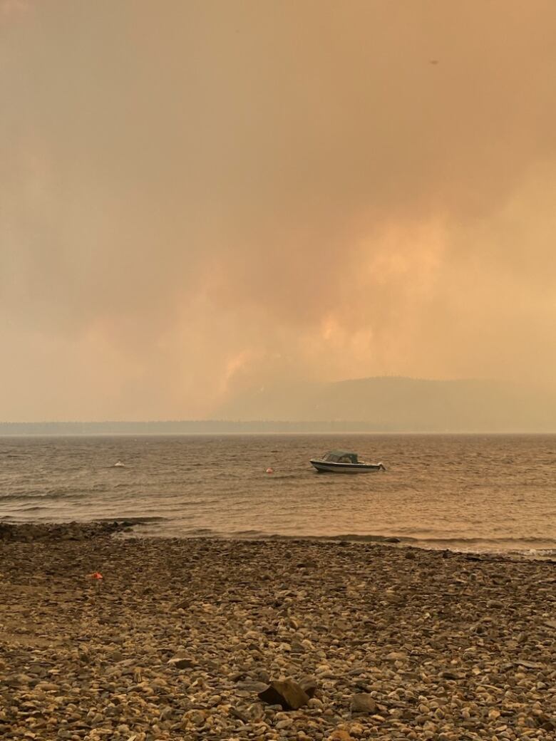 smoke over a lake