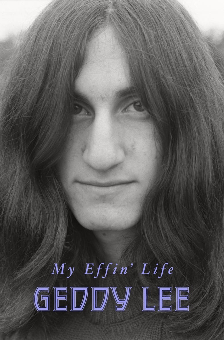 A black and white portrait of a young man with long dark hair and the book title written in purple letters