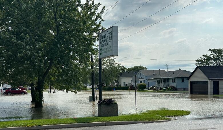 Flooding across Hidden Creek Condominium Community in the town of McGregor, Ont.