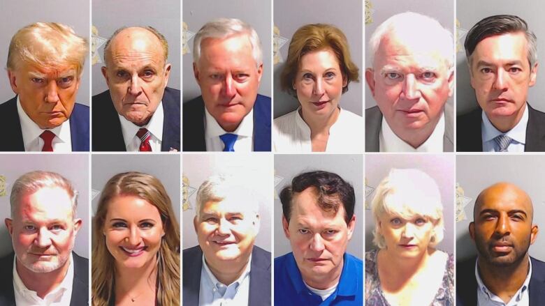 A composite of mug shots of 12 people.