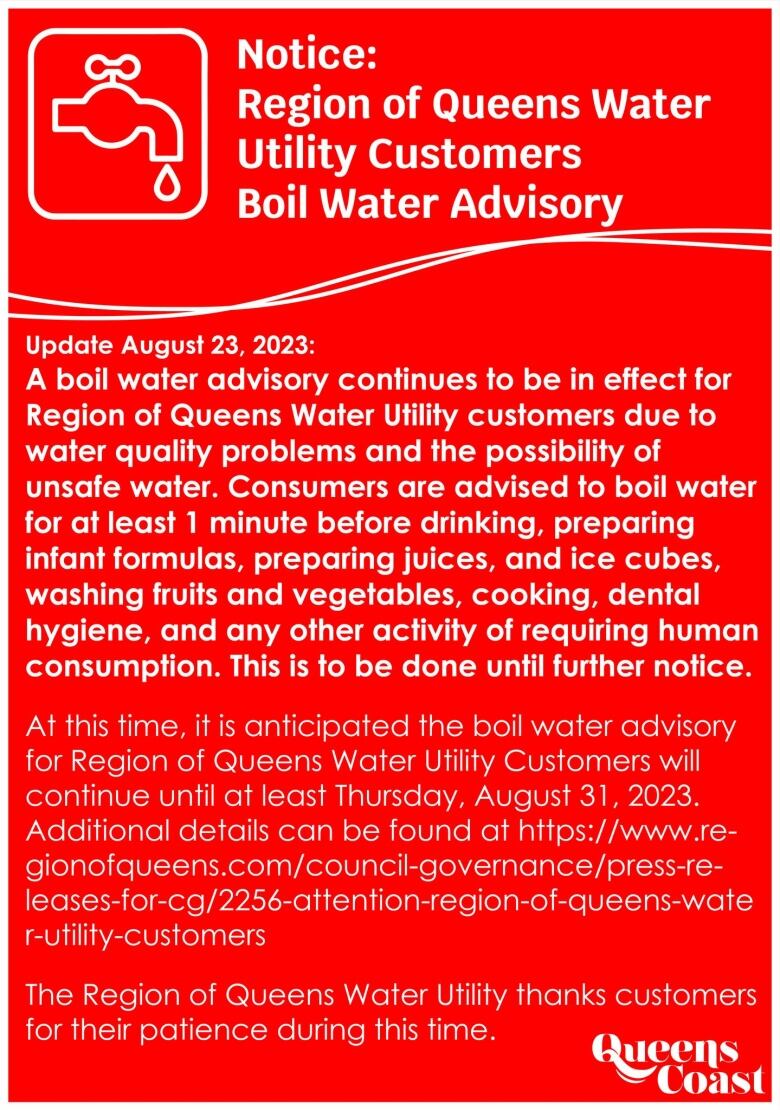 Region of Queens Boil Water Advisory