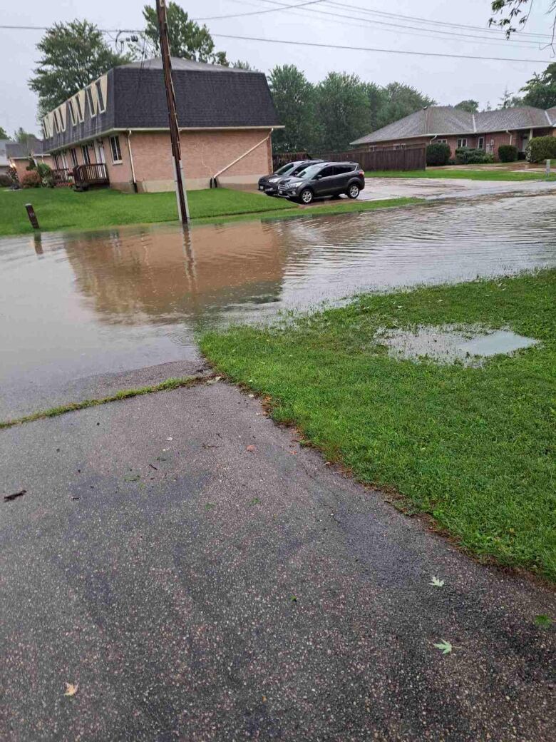 The drain in front of Tait's house backed up and flooded the street in a matter of hours.