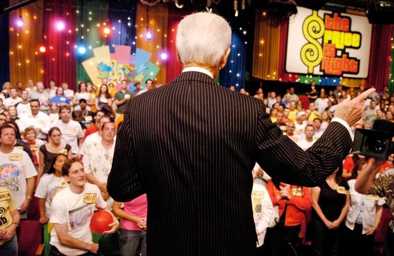 Bob Barker is seen looking toward a crowd at a taping of 'The Price Is Right' in 2006.