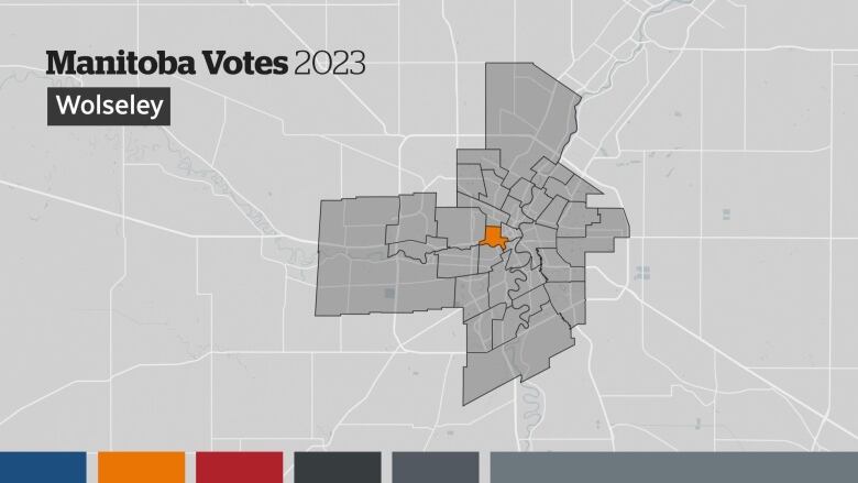 A photo of a map with a small orange area shaded in.