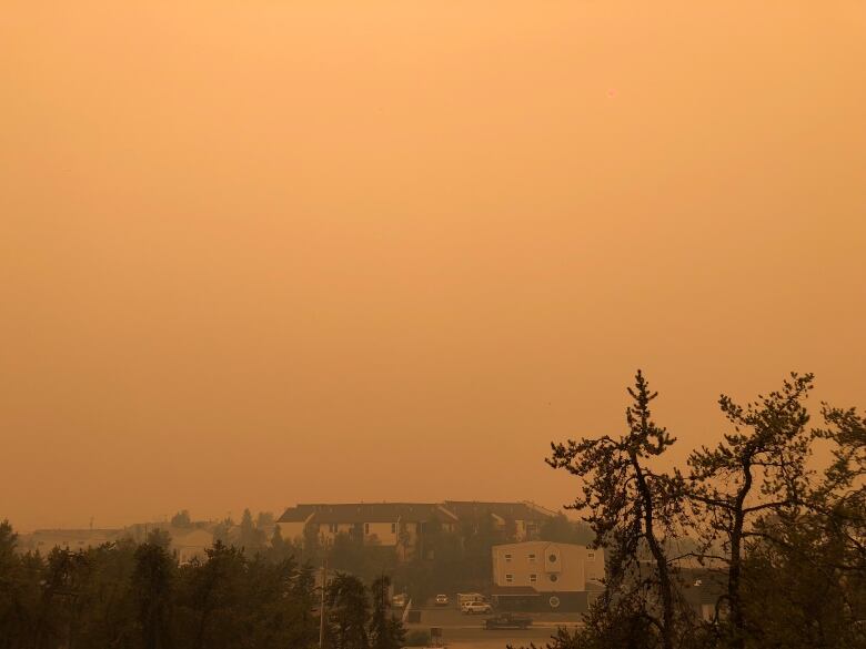 Smoke over homes. 