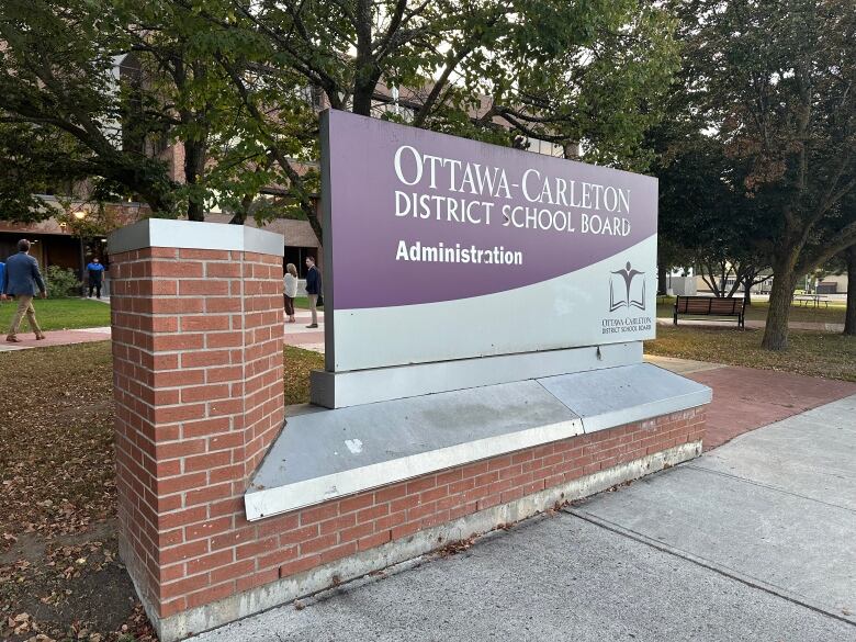 A sign at a school board's headquarters.