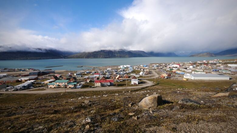 A shot of Pangnirtung from high on a hill