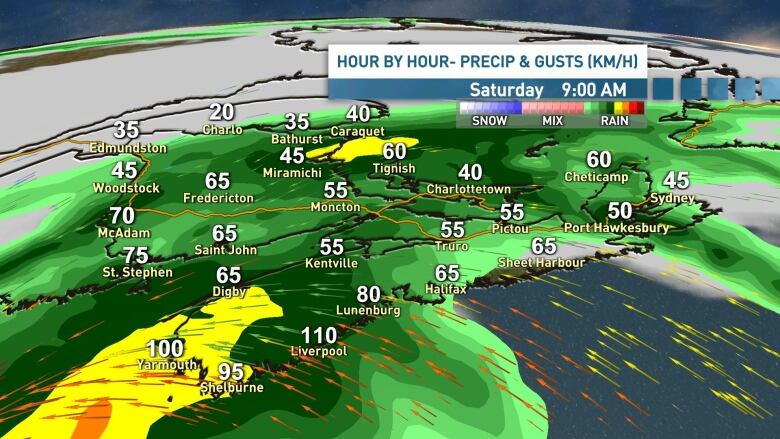 The winds will increase in speed throughout the morning and well see bands of rain at times heavy.  