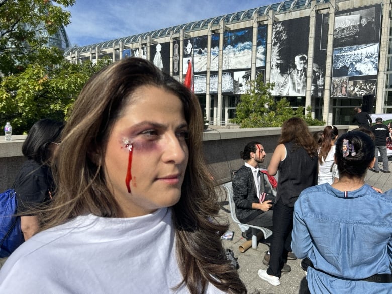 saeideh shabani at protest against Iranian regime, Ottawa, September 16, 2023