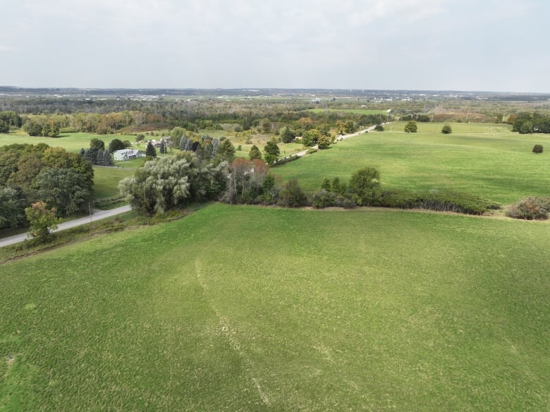 A drone image of an area targeted for removal from the Greenbelt. This is Area 9 - Bathurst-King - East of Dufferin Street, south of Miller's Sideroad, west of Bathurst Street, in King Township.