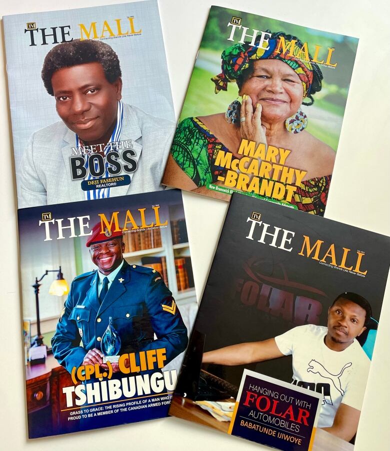 Copies of four different editions of a magazine called The Mall magazine.