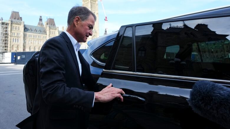 House of Commons Speaker Anthony Rota is seen leaving Parliament after his resignation.