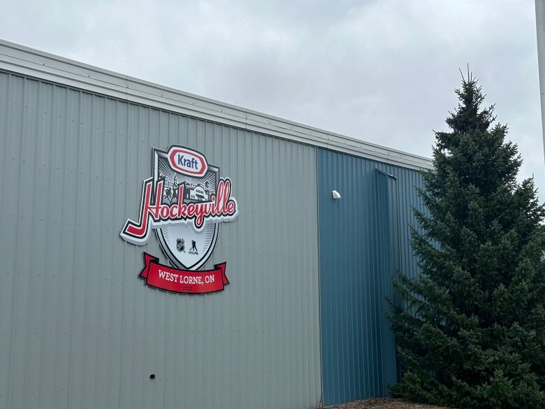 West Lorne's Arena proudly displayed the competition logo, on Tuesday, when the Stanley Cup was in town.