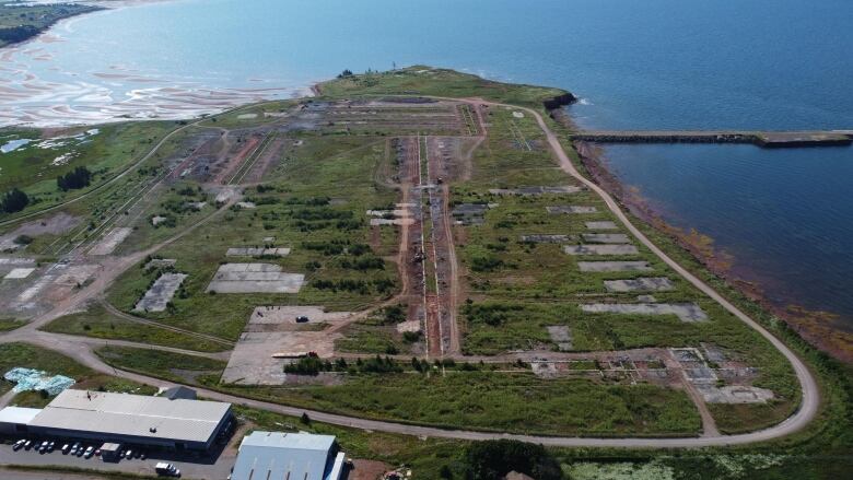 Aerial view of Borden-Carleton fabrication yard 