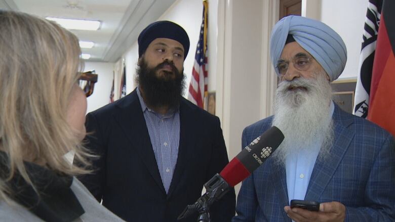 Pritpal Singh, an American Sikh and activist, is seen speaking with CBC News in Washington, D.C.