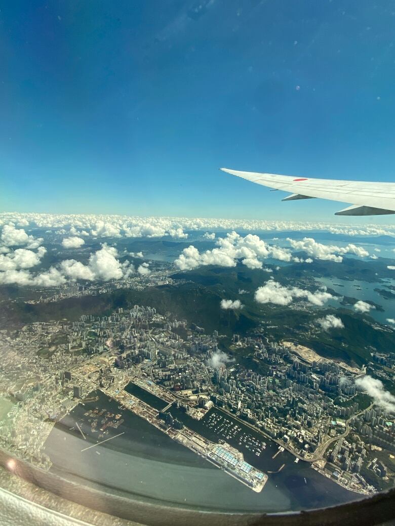 A view of city from a plane. 