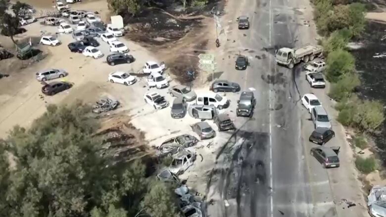 Abandoned and destroyed or damaged cars.