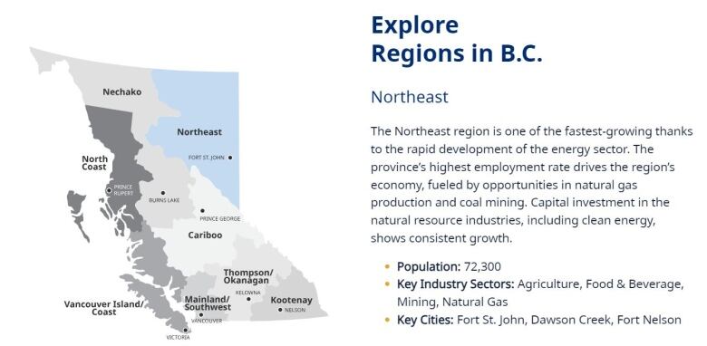 A map of northeast B.C.