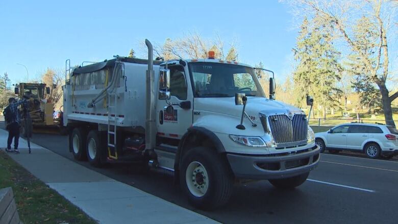 A snow truck is pictured.