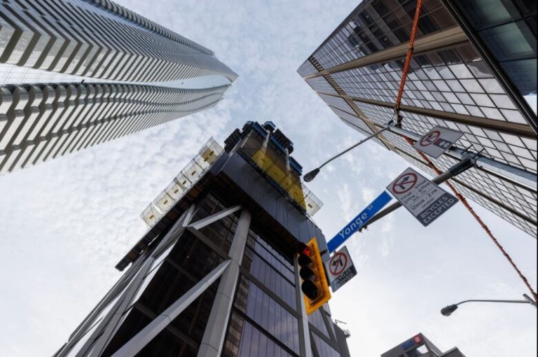 An under-construction condo tower.