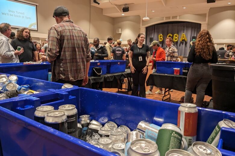 Cans of beer in a box