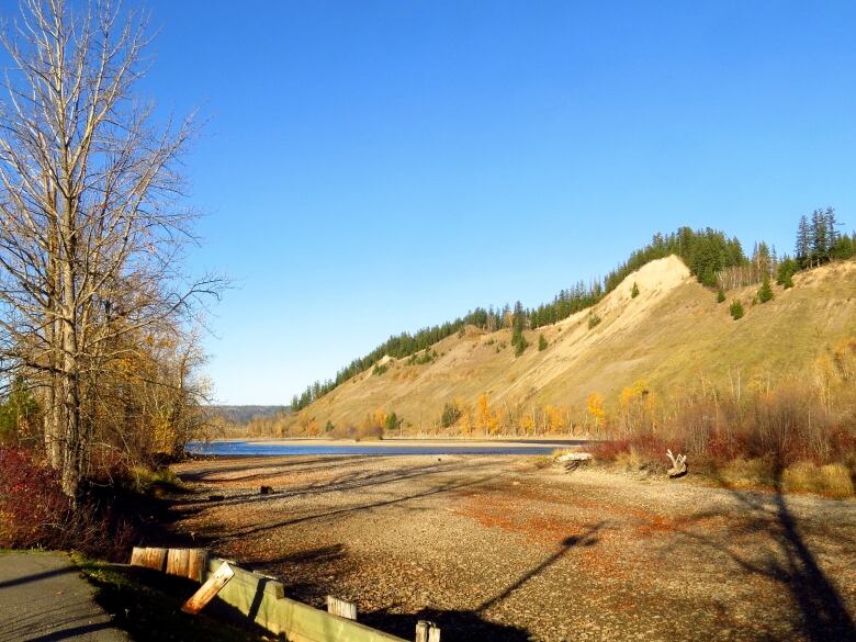 A dry riverbed.