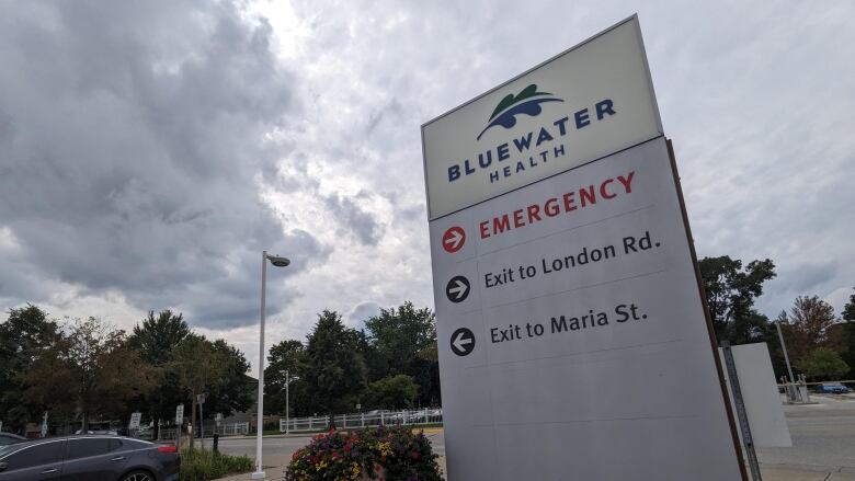 A photo of a sign for Bluewater Health