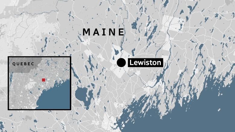 Map showing relative location of Lewiston, Maine