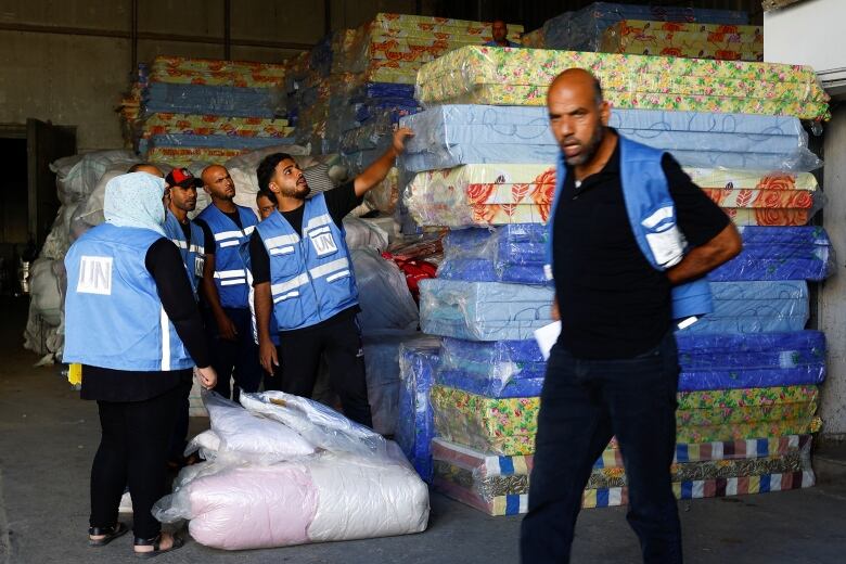 Aid workers organize aid