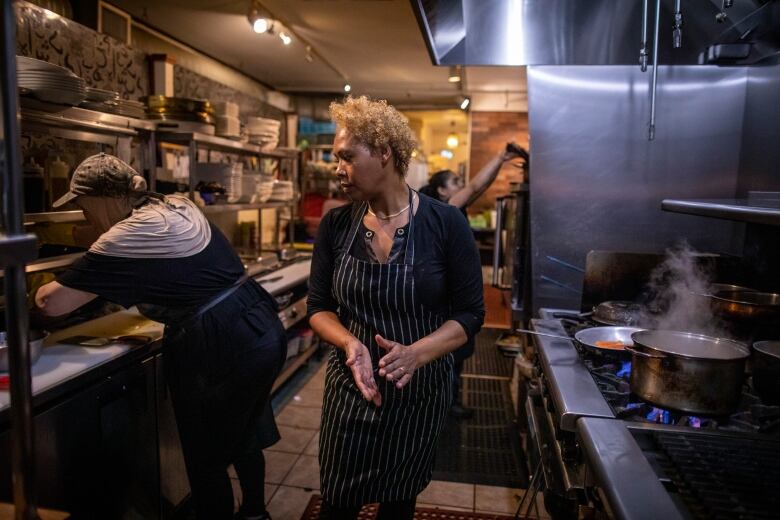 Tamam Zobaidi is pictured at their restaurant Tamam: Fine Palestinian Cuisine in Vancouver, B.C. on Oct. 19, 2023. 