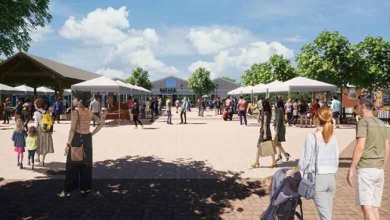 A rendered drawing of the upcoming Gather Local Market in Saskatoon. 