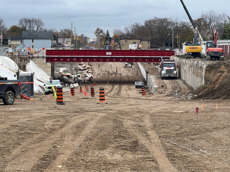 The underpass beneath the Canadian Pacific Kansas City railway line at Adelaide Street is starting to take shape. Traffic is getting by on a  temporary two-lane road that still has a grade crossing, but it's expected vehicle traffic will start using the underpass by summer. 