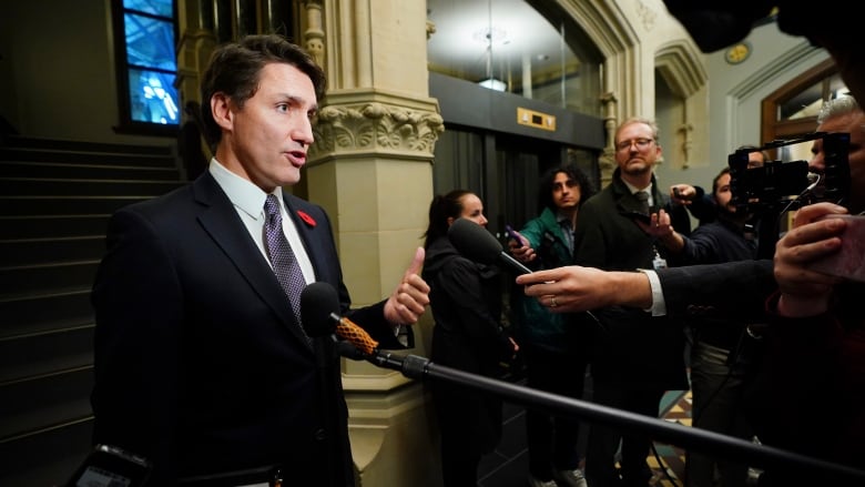 Justin Trudeau speaks to reporters in Ottawa. 