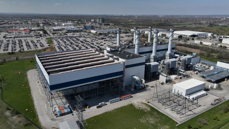 Aerial view of a gas fired power plant