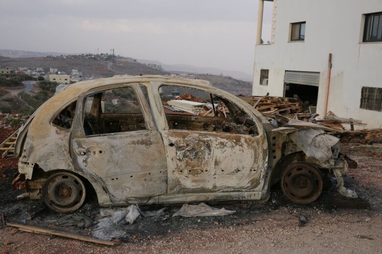 A burned-out-car