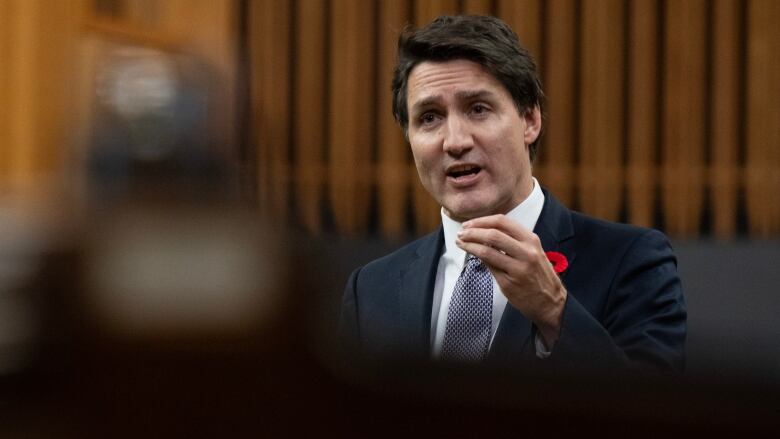 Prime Minister Justin Trudeau responds to a question from the opposition during Question Period, Wednesday, November 8, 2023 in Ottawa.