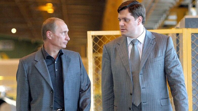 Vladimir Putin is pictured with billionaire Alexei Mordashov, who was one of the first Russian oligarchs to be sanctioned over Moscow's invasion of Ukraine.  