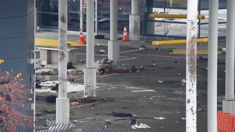 Debris under bridge