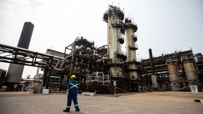 An employee looks at the facility