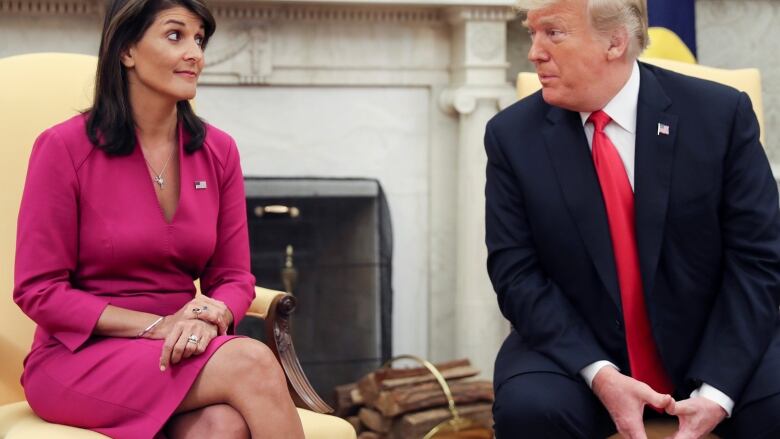 Haley and Trump seated next to each other in the Oval Office 