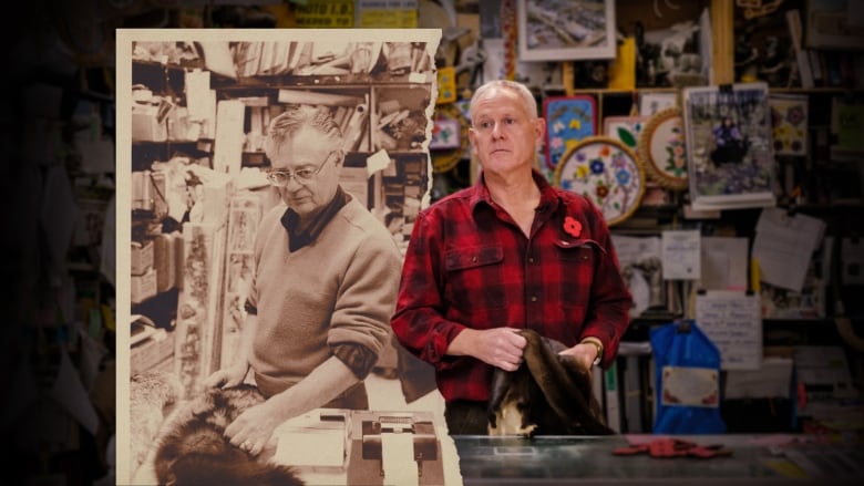 A composite photo, with a black and white photo of Alex on the left and a colour photo of Scott on the right.