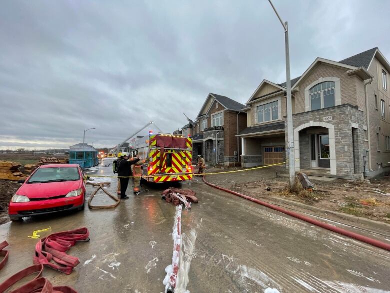 Burlington firefighters are on scene on Lodi Street after a being called to put out a fire there early Monday morning.