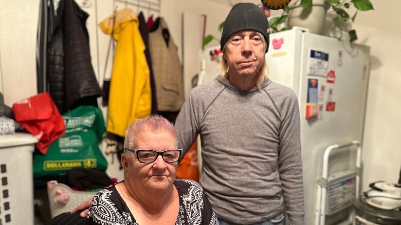 Donna McCrae, left and her caregiver Chris Willet will be evicted from their Woodstock, Ont., rental home on Jan. 31. With most rental units being out of their limited budget, the two fear they'll end up without a place to live. 