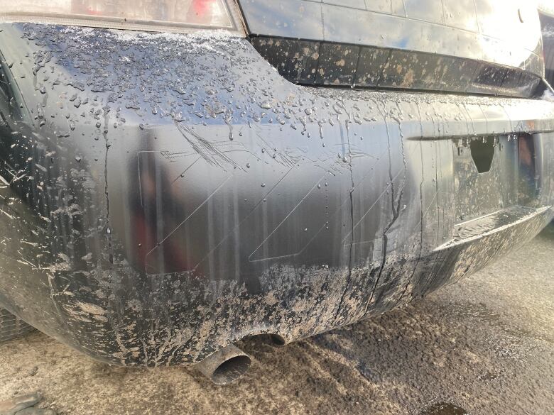 Back bumper of a decommissioned police vehicle in CBRM