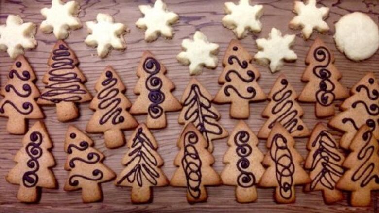 Decorated shortbread cookies are shown.